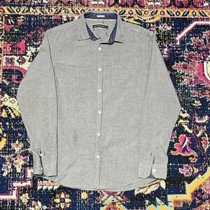 SPITALFIELDS DENIM Co. Shirt Medium Blue‎ Grey Twill Smart Casual